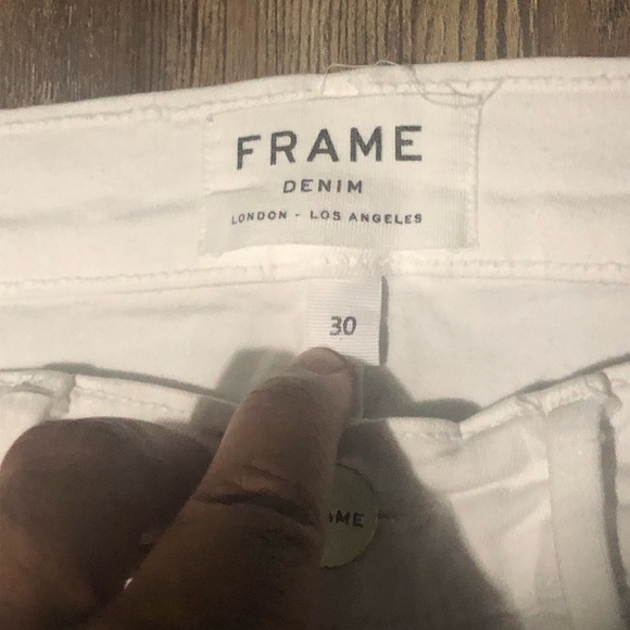 Frame Le High Straight Jeans Women's 30 High Rise Stretch Fit in Blanc Wash - Picture 2 of 6